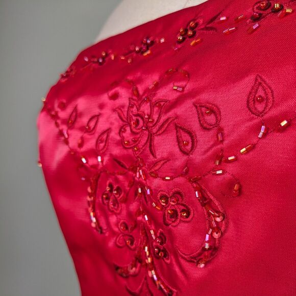 Morgan Co Prom Dress Maxi Ball Gown 8 Red Pink Fairy Princess Vintage 90s Y2K - Picture 4 of 14